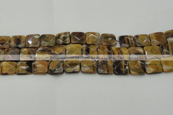 CTE1735 15.5 inches 18*18mm faceted square yellow tiger eye beads