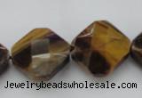 CTE1738 15.5 inches 20*20mm faceted diamond yellow tiger eye beads