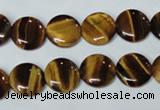 CTE175 15.5 inches 10mm flat round yellow tiger eye gemstone beads