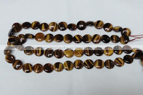 CTE175 15.5 inches 10mm flat round yellow tiger eye gemstone beads