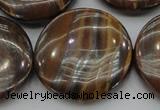 CTE1750 15.5 inches 30mm flat round iron tiger eye beads