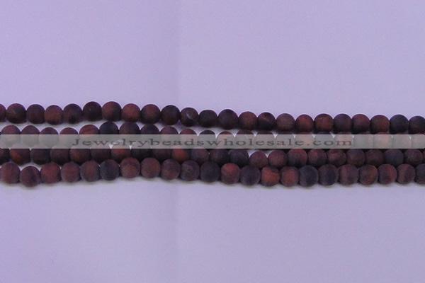 CTE1760 15.5 inches 4mm round matte red tiger eye beads