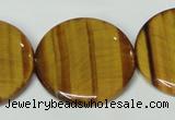 CTE178 15.5 inches 30mm flat round yellow tiger eye gemstone beads