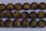 CTE1811 15.5 inches 6mm round matte yellow iron tiger beads