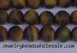 CTE1812 15.5 inches 8mm round matte yellow iron tiger beads