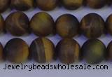 CTE1813 15.5 inches 10mm round matte yellow iron tiger beads