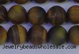 CTE1814 15.5 inches 12mm round matte yellow iron tiger beads