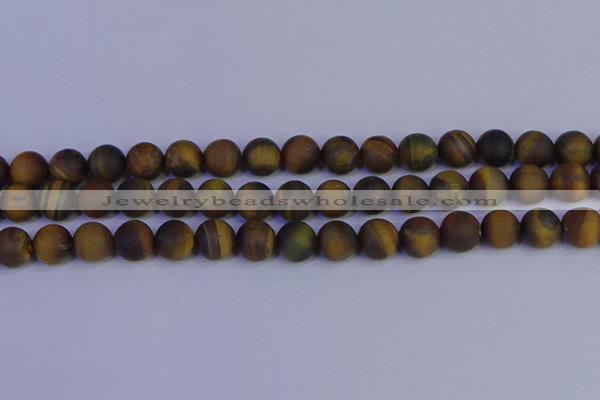 CTE1814 15.5 inches 12mm round matte yellow iron tiger beads