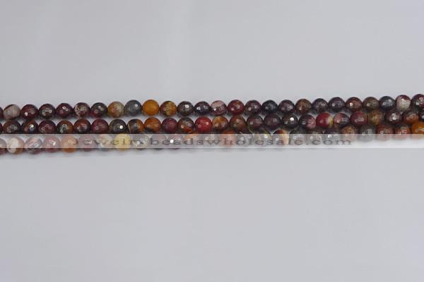 CTE1818 15.5 inches 4mm faceted round red iron tiger beads