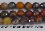 CTE1819 15.5 inches 6mm faceted round red iron tiger beads