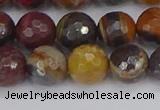 CTE1822 15.5 inches 12mm faceted round red iron tiger beads