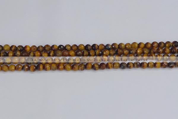 CTE1826 15.5 inches 4mm faceted round yellow tiger eye beads