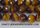 CTE1828 15.5 inches 8mm faceted round yellow tiger eye beads