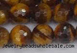 CTE1830 15.5 inches 12mm faceted round yellow tiger eye beads