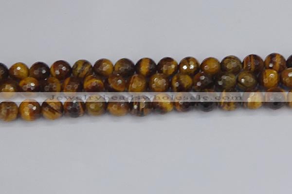 CTE1830 15.5 inches 12mm faceted round yellow tiger eye beads