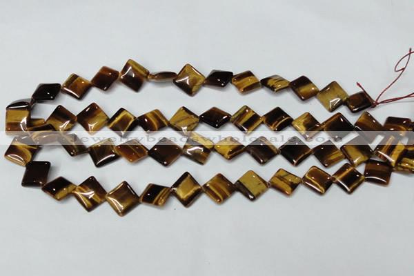 CTE186 15.5 inches 10*10mm diamond yellow tiger eye gemstone beads