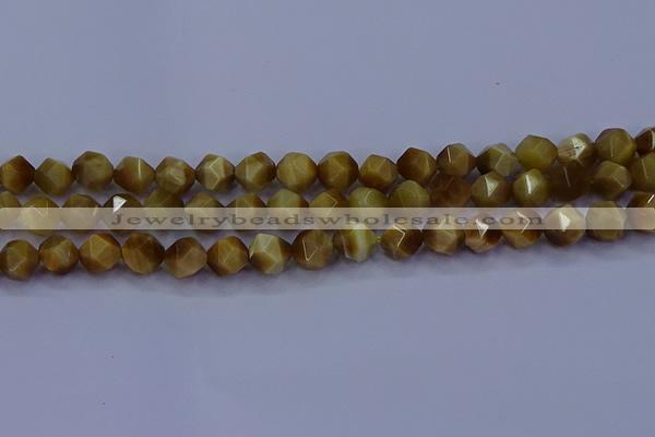 CTE1902 15.5 inches 8mm faceted nuggets golden tiger eye beads