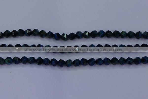 CTE1911 15.5 inches 6mm faceted nuggets blue tiger eye beads