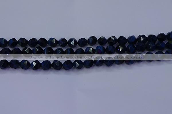 CTE1912 15.5 inches 8mm faceted nuggets blue tiger eye beads