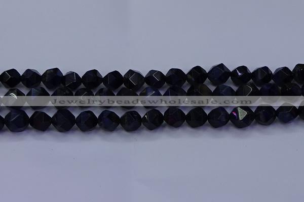 CTE1918 15.5 inches 10mm faceted nuggets blue tiger eye beads