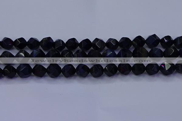 CTE1919 15.5 inches 12mm faceted nuggets blue tiger eye beads