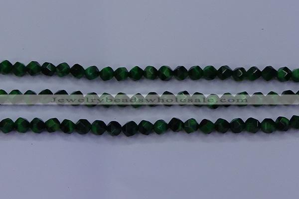 CTE1921 15.5 inches 6mm faceted nuggets green tiger eye beads