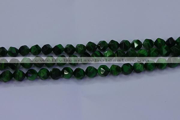 CTE1923 15.5 inches 10mm faceted nuggets green tiger eye beads