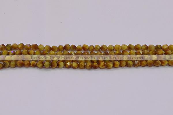 CTE1931 15.5 inches 6mm faceted nuggets golden tiger eye beads