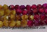 CTE1936 15.5 inches 6mm faceted nuggets mixed tiger eye beads