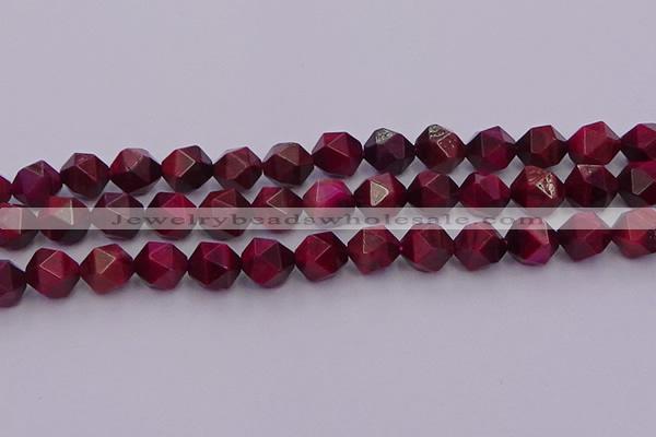 CTE1944 15.5 inches 12mm faceted nuggets red tiger eye beads