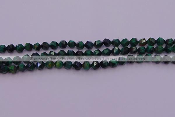 CTE1946 15.5 inches 6mm faceted nuggets green tiger eye beads