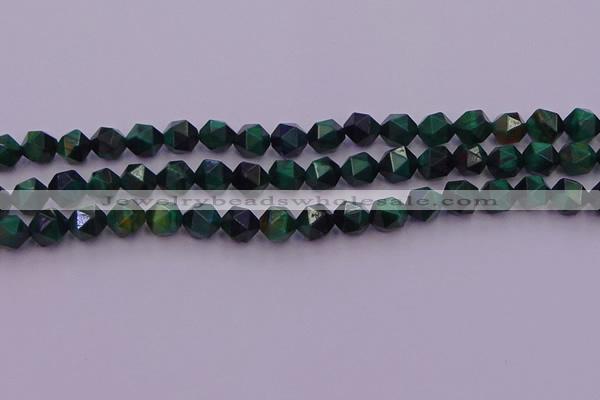 CTE1947 15.5 inches 8mm faceted nuggets green tiger eye beads