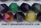 CTE1971 15.5 inches 10mm faceted nuggets mixed tiger eye beads