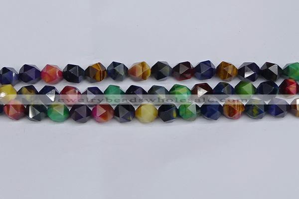 CTE1971 15.5 inches 10mm faceted nuggets mixed tiger eye beads