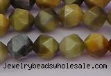 CTE1976 15.5 inches 8mm faceted nuggets golden & blue tiger eye beads