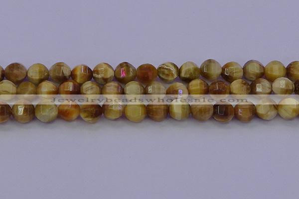 CTE1998 15.5 inches 10mm faceted round golden tiger eye beads