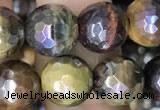 CTE2003 15.5 inches 10mm faceted round AB-color mixed tiger eye beads