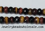 CTE201 15.5 inches 5*8mm faceted rondelle red & yellow tiger eye beads