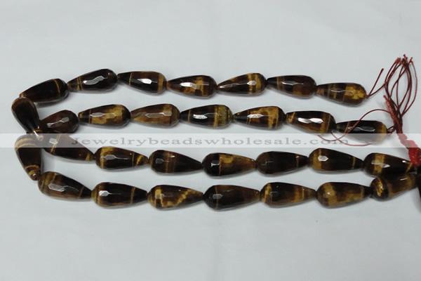 CTE205 15.5 inches 12*26mm faceted teardrop yellow tiger eye beads