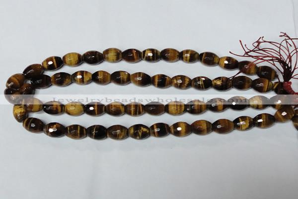 CTE207 15.5 inches 8*10mm faceted rice yellow tiger eye beads