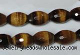 CTE208 15.5 inches 10*14mm faceted rice yellow tiger eye beads