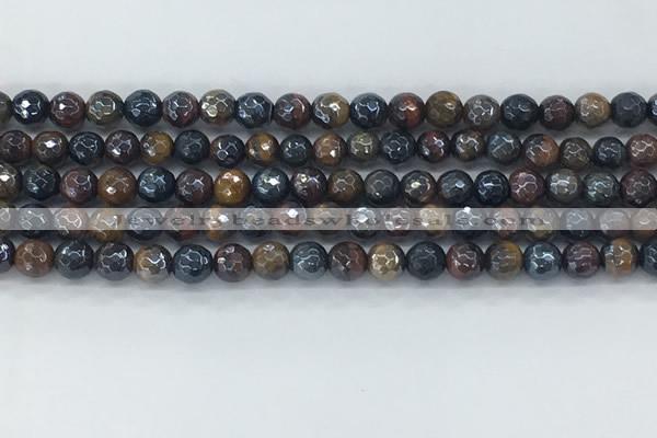 CTE2093 15.5 inches 6mm faceted round AB-color mixed tiger eye beads