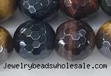 CTE2097 15.5 inches 14mm faceted round AB-color mixed tiger eye beads