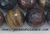 CTE2098 15.5 inches 16mm faceted round AB-color mixed tiger eye beads