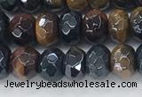 CTE2101 15.5 inches 4*6mm faceted rondelle AB-color mixed tiger eye beads