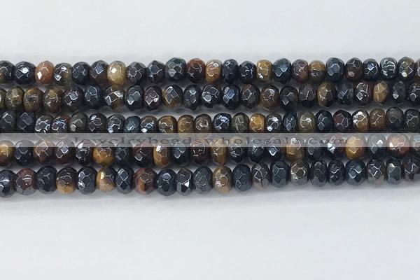 CTE2101 15.5 inches 4*6mm faceted rondelle AB-color mixed tiger eye beads