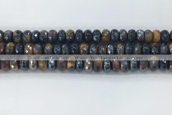 CTE2103 6*10mm faceted rondelle AB-color mixed tiger eye beads