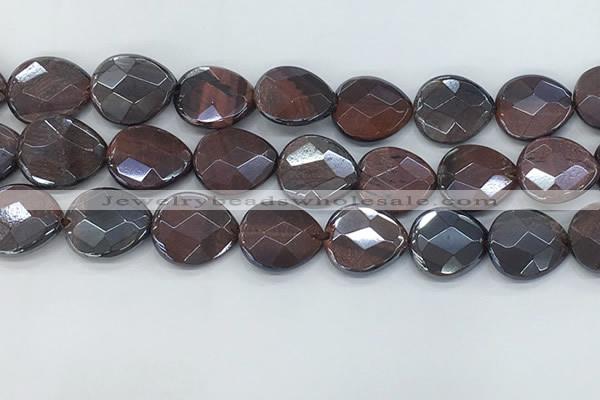 CTE2116 17*20mm faceted flat teardrop AB-color red tiger eye beads