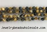 CTE2125 15.5 inches 6mm faceted nuggets golden & blue tiger eye beads