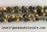 CTE2126 15.5 inches 8mm faceted nuggets golden & blue tiger eye beads